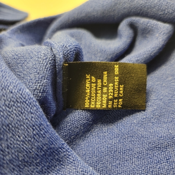 DG2 by Diane Women's Lux Knit Chain Trim V-Neck Sweater Blue Size 2X - Picture 6 of 6